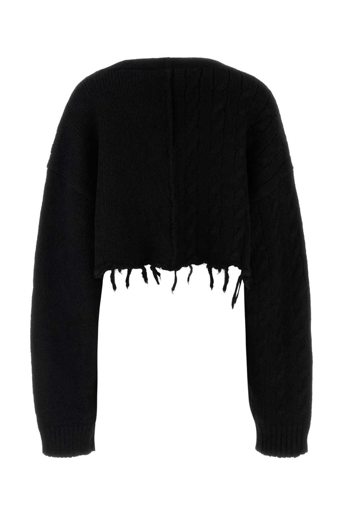 Black Alpaca Blend Cardigan Exterior: Nylon Wool Maglieria