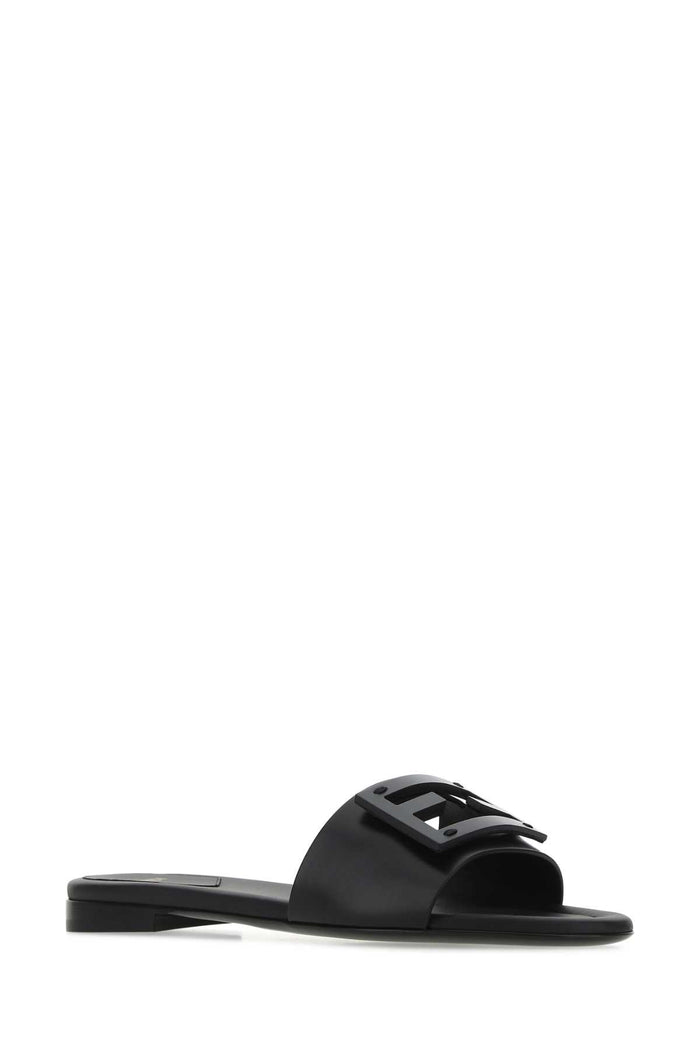 Black Leather Baguette Slippers F0abb
