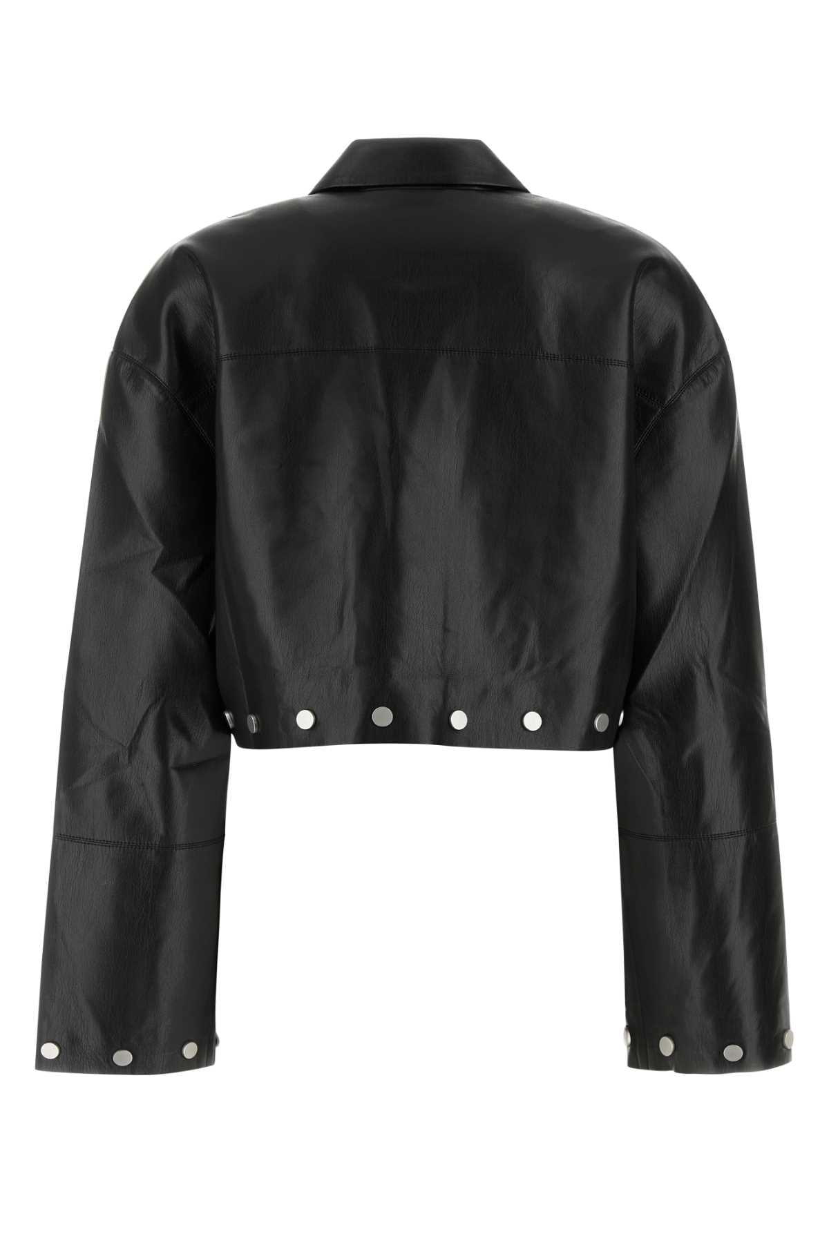 Black Synthetic Leather Kassie Shirt Camicie