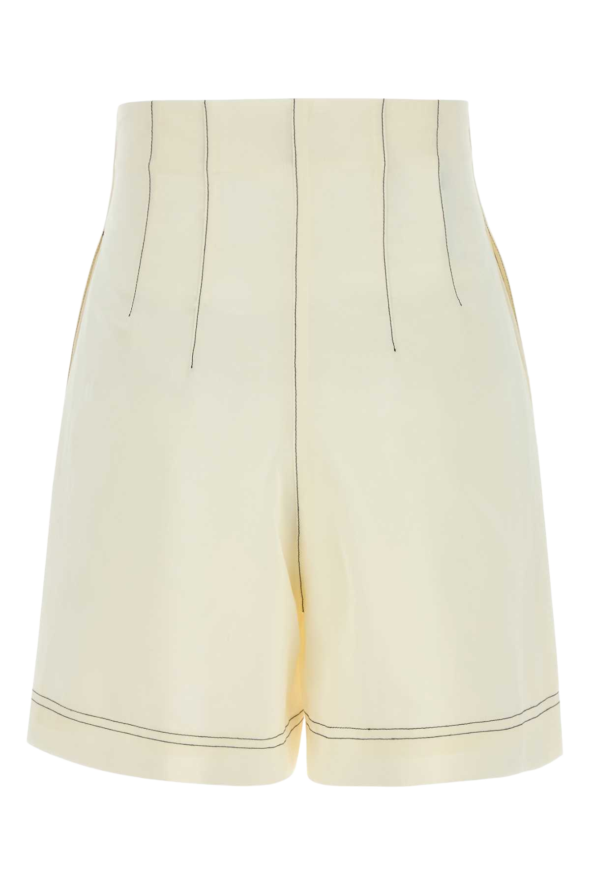 Ivory Polyester Blend Shorts Fantasiabianco Exterior: Cotton
