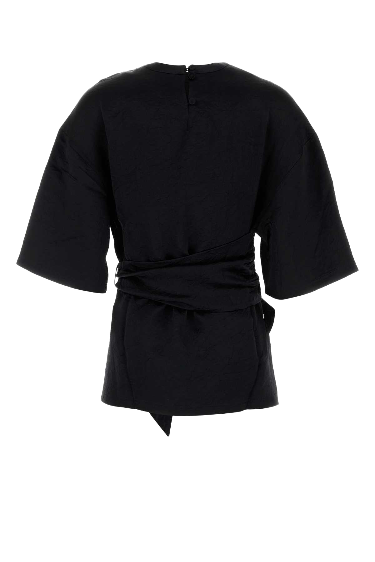 Black Satin Besia T-Shirt Exterior: Acetate