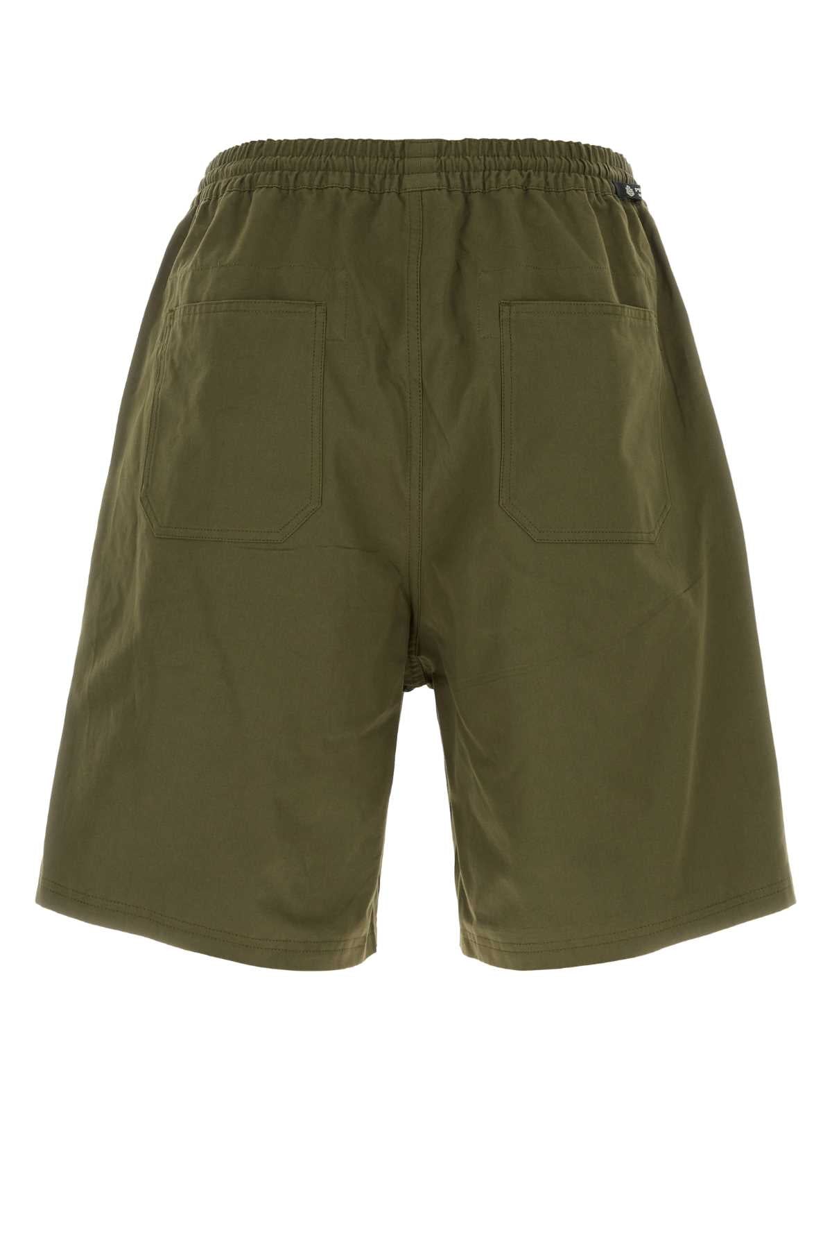 Army Green Poplin Bermuda Shorts Militare Exterior: Cotton
