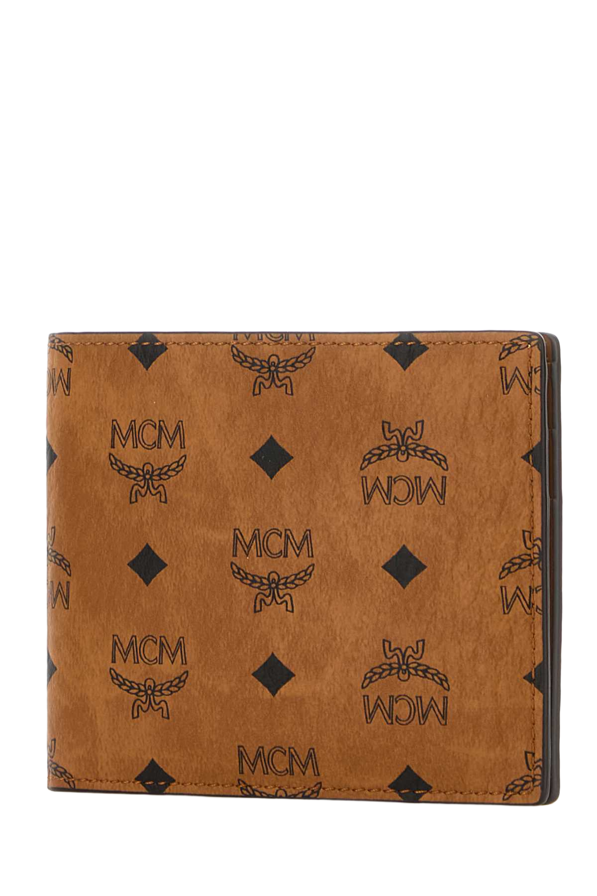 Printed Canvas Wallet Cognac Exterior: Fabric Portafogli