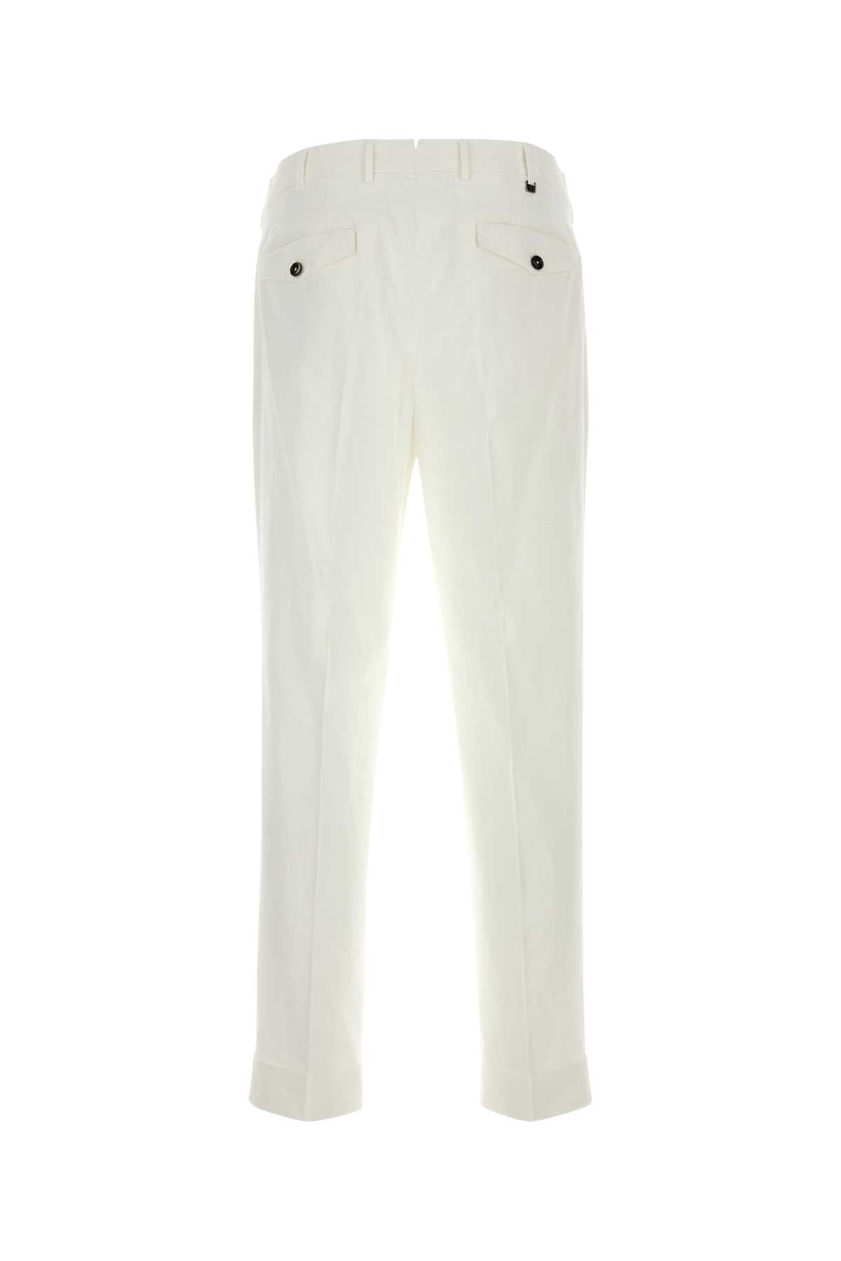 White Stretch Cotton Style Pant Y010 Exterior: Elastane Pantaloni