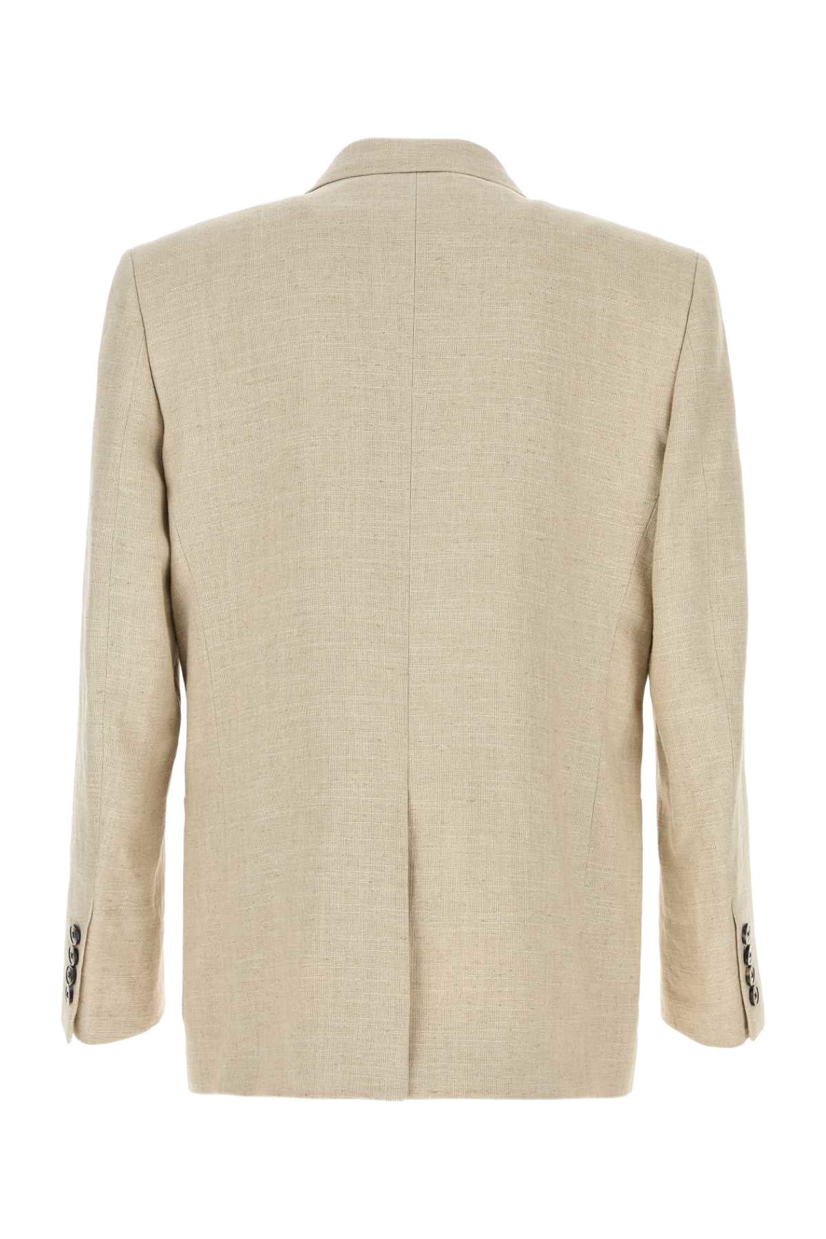 Beige Linen Blend Blazer Naturale Giacche E Gilet