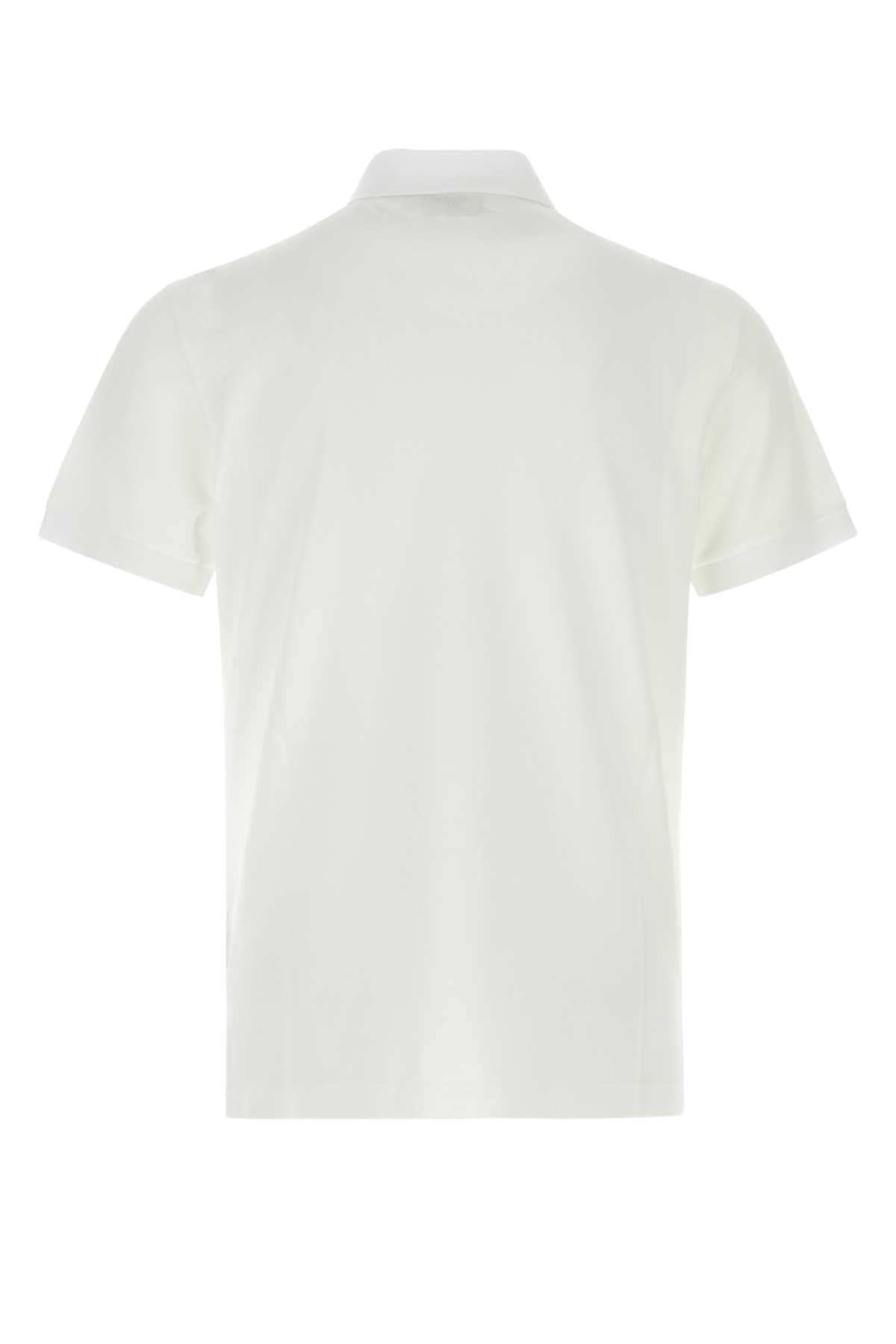 White Piquet Polo Shirt Bianco Exterior: Cotton