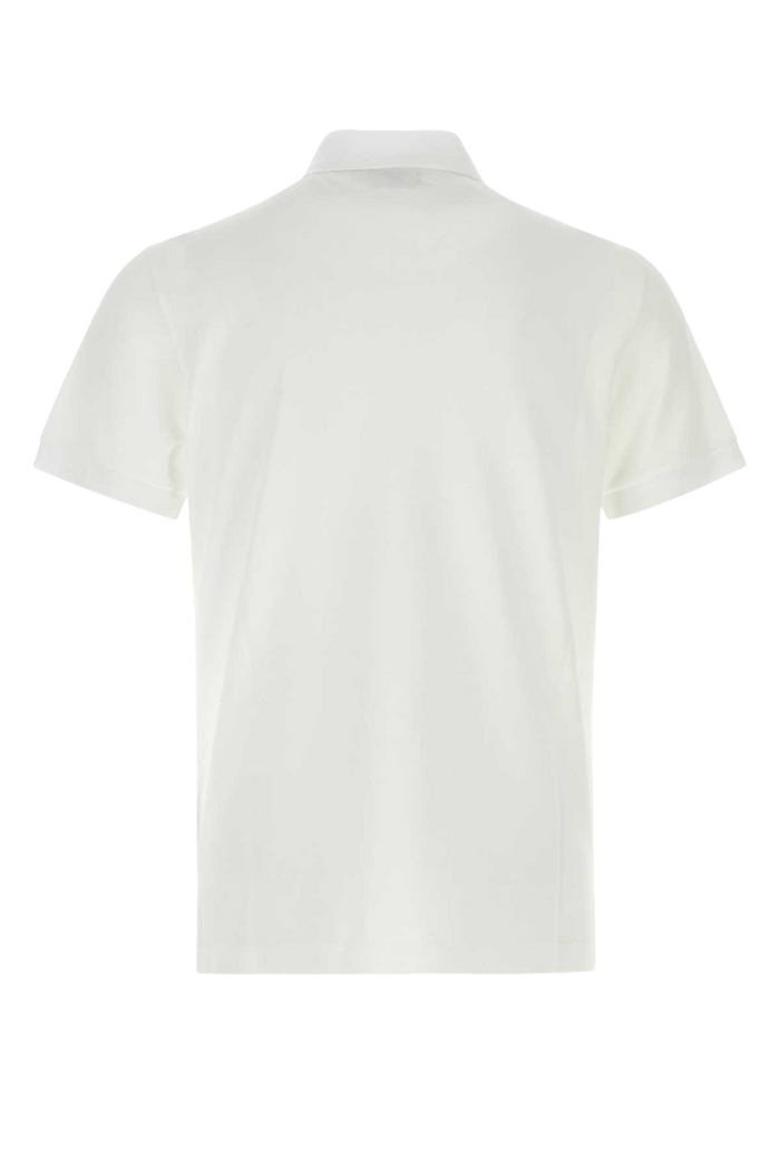 White Piquet Polo Shirt Bianco Exterior: Cotton