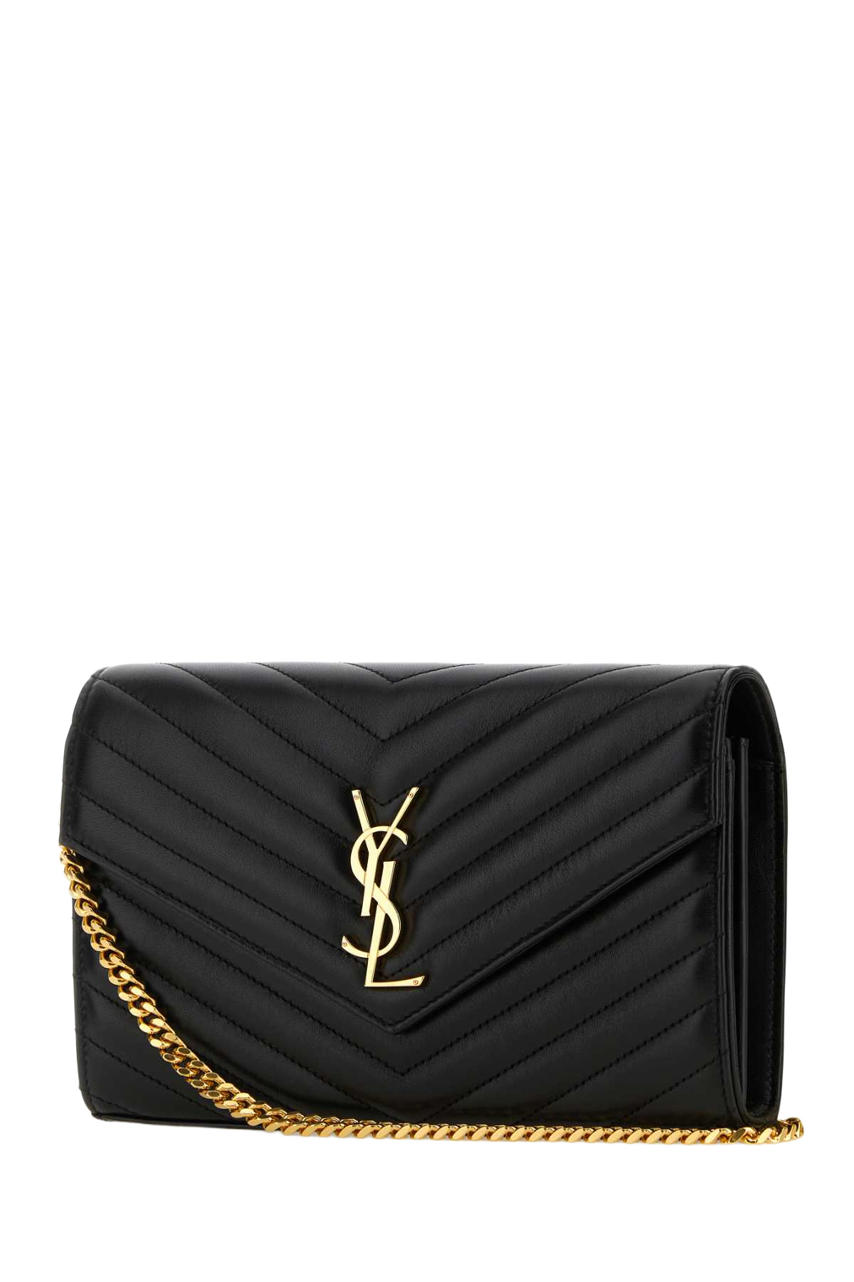 Black Leather Cassandre Clutch Nero Portafogli
