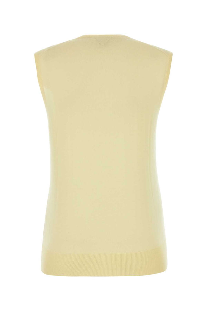 Pastel Yellow Cotton Blend Vest Daffodil Exterior: Nylon Maglieria