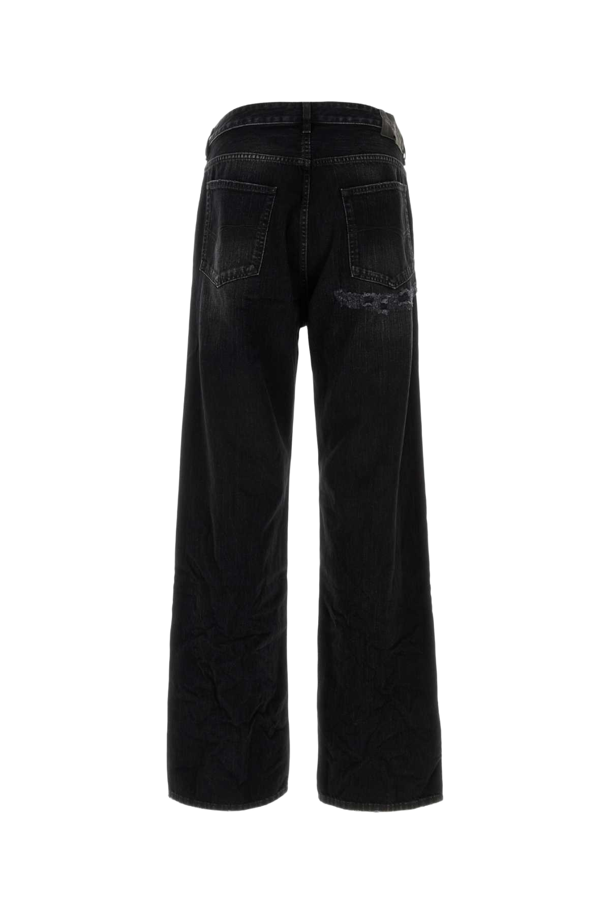 Black Denim Wide-Leg Jeans Fade Out Exterior: Cotton