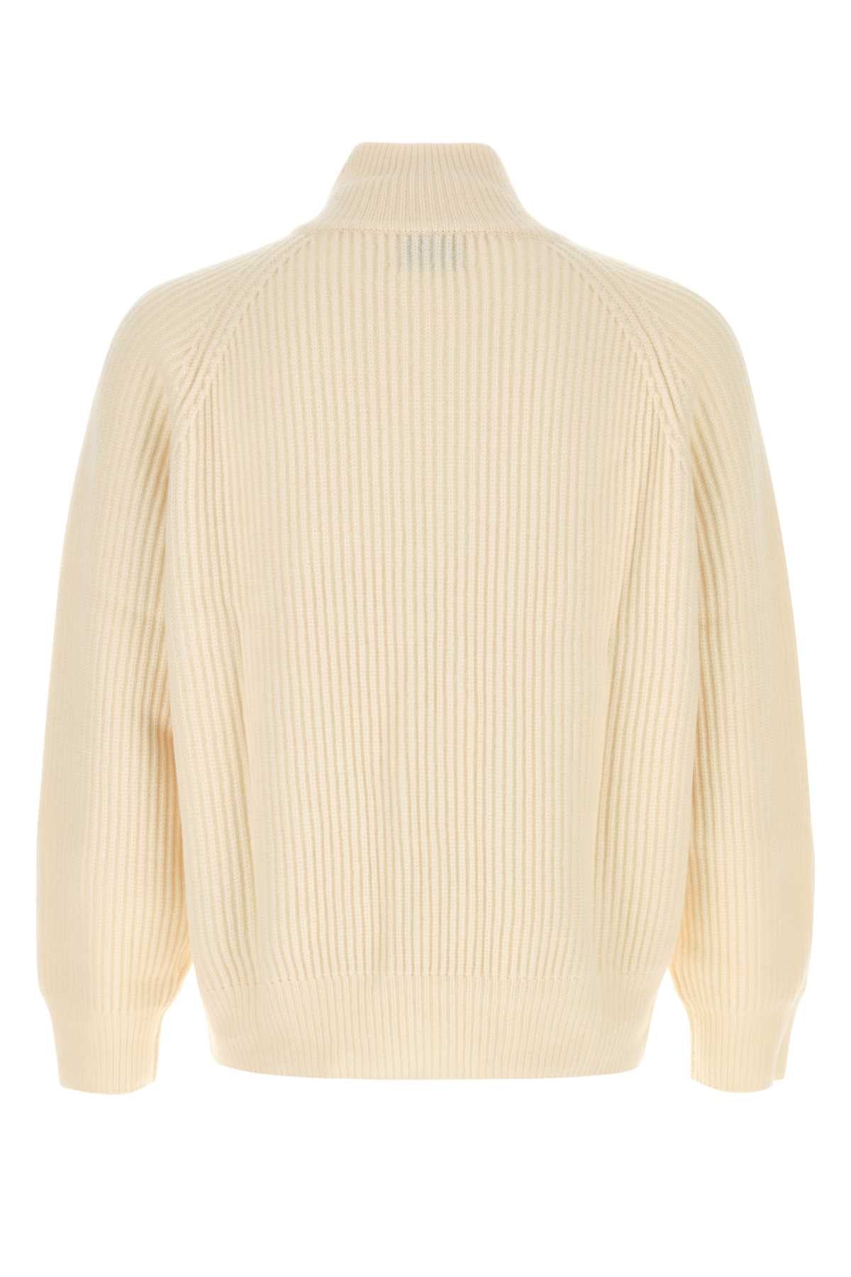Ivory Cashmere Lette Sweater White Exterior: Organic Maglieria