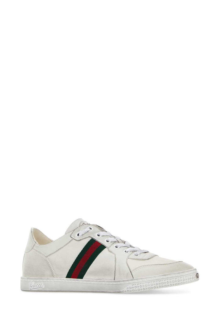 White Leather Stretch Sneakers Whitewhitevrv