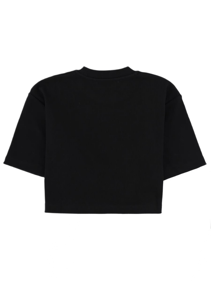 Cropped T-Shirt With Logo Black Cotton Elastane T-shirts