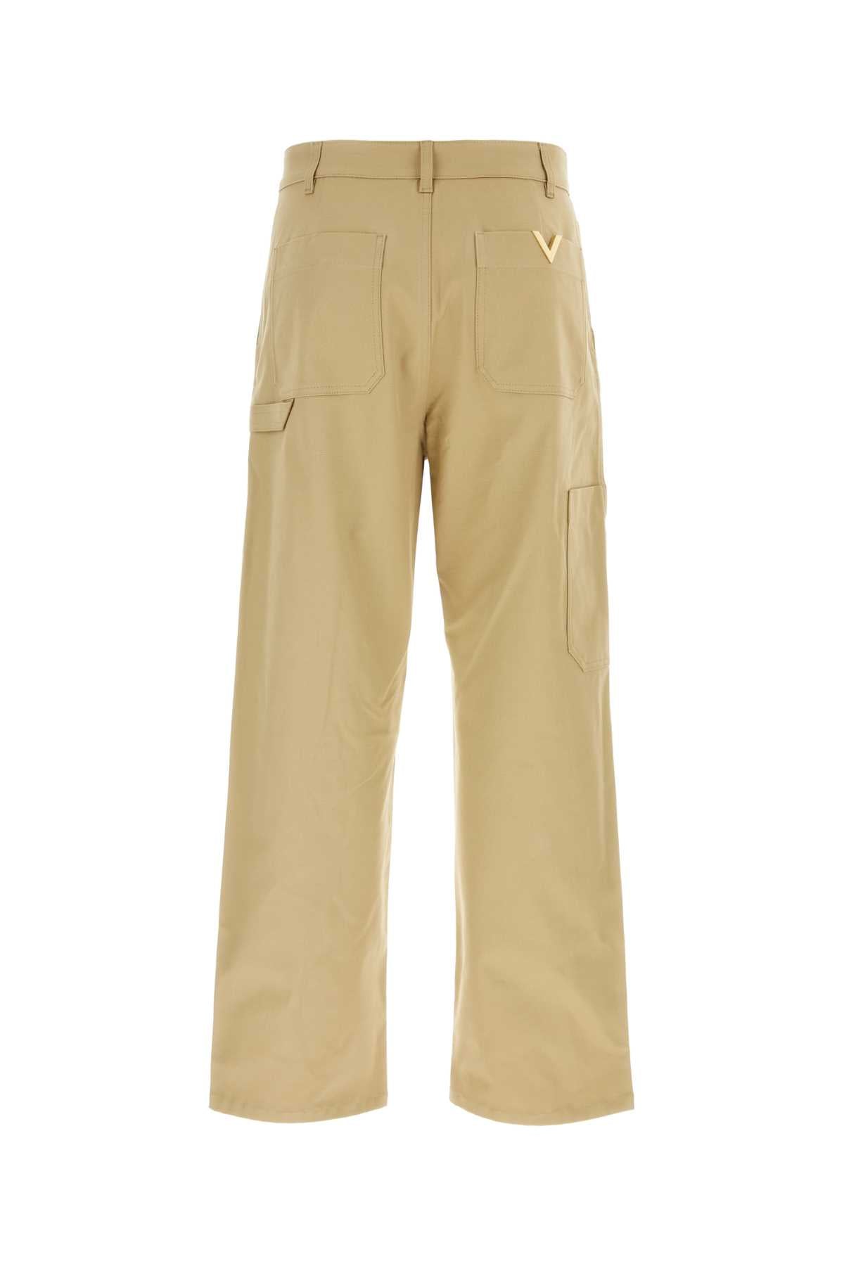 Beige Stretch Cotton Pant Exterior: Elastane Pantaloni