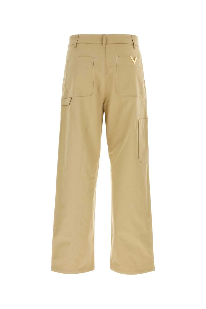 Beige Stretch Cotton Pant Exterior: Elastane Pantaloni