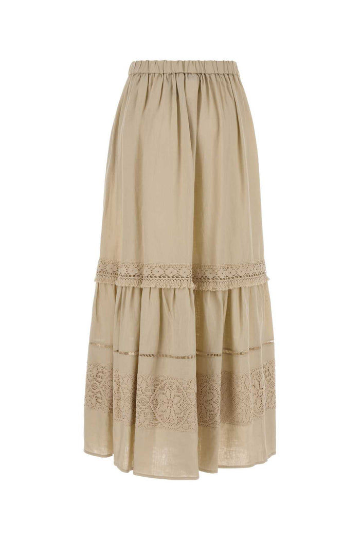 Beige Linen Pallore Skirt 006 Exterior: Gonne