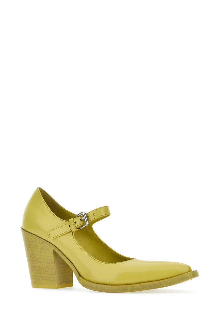 Acid Green Leather Pumps Cedro Vitello Scarpe Con Tacco