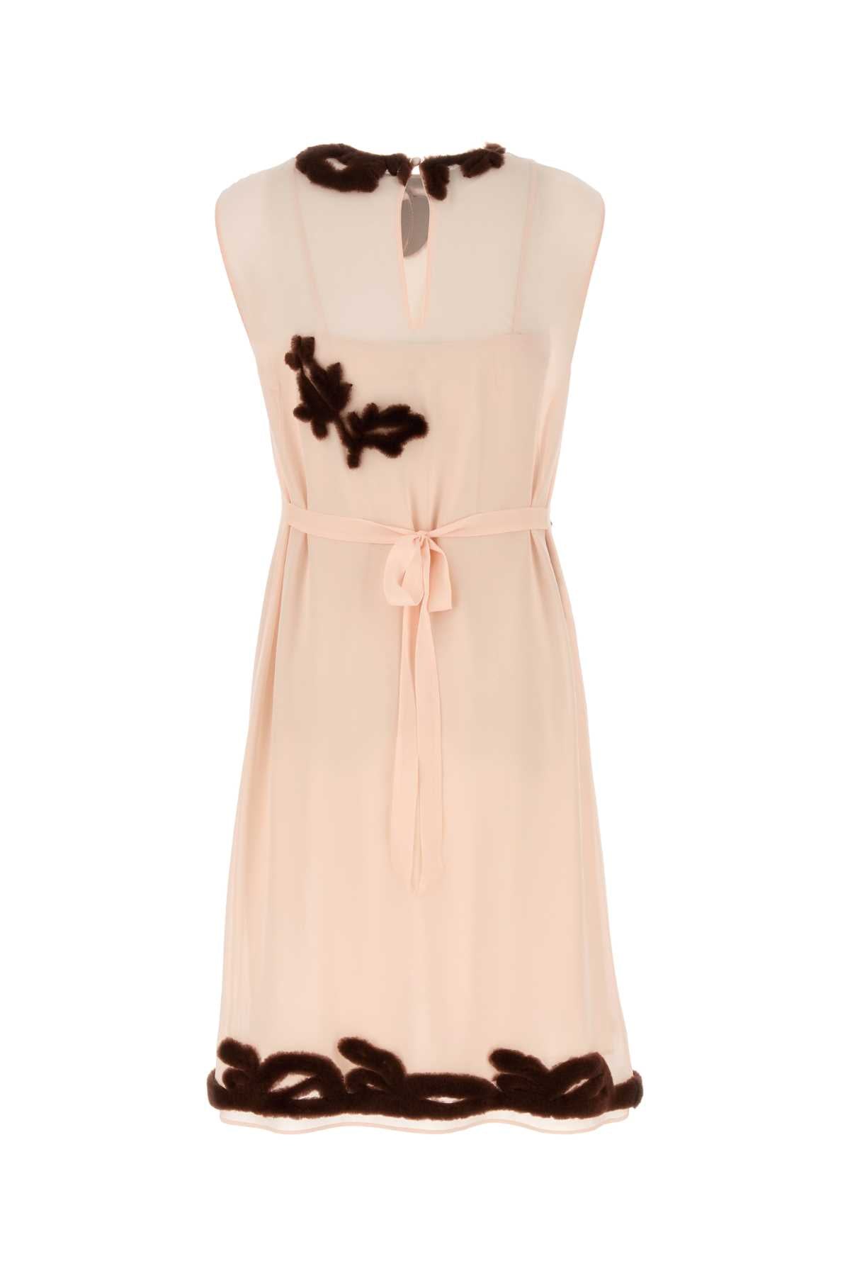 Light Pink Georgette Dress Cacao Exterior: Silk Lining: Abiti