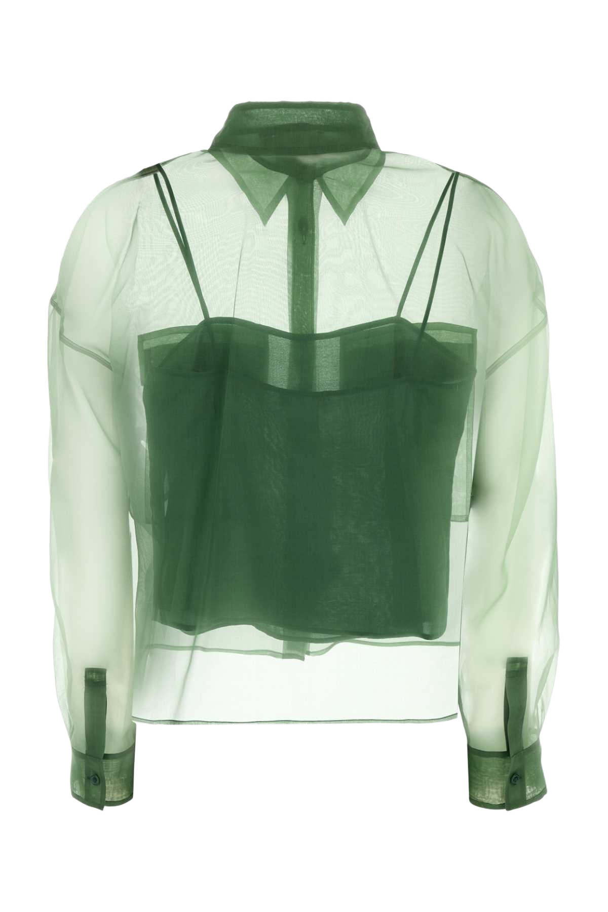 Grass Green Organdy Colomba Shirt Aloe Exterior: Silk Lining: Cotton Camicie