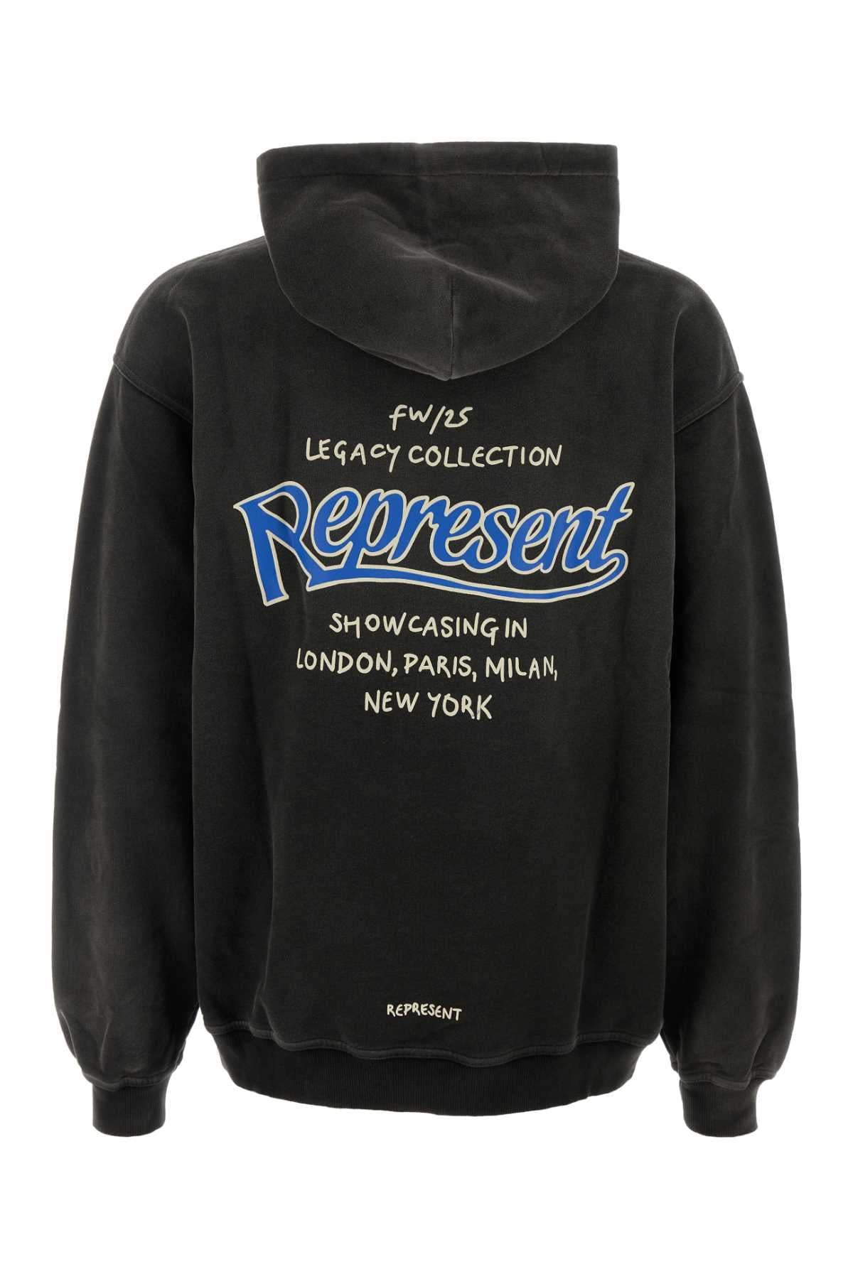 Black Cotton Sweatshirt Stainedblack Exterior: Felpe