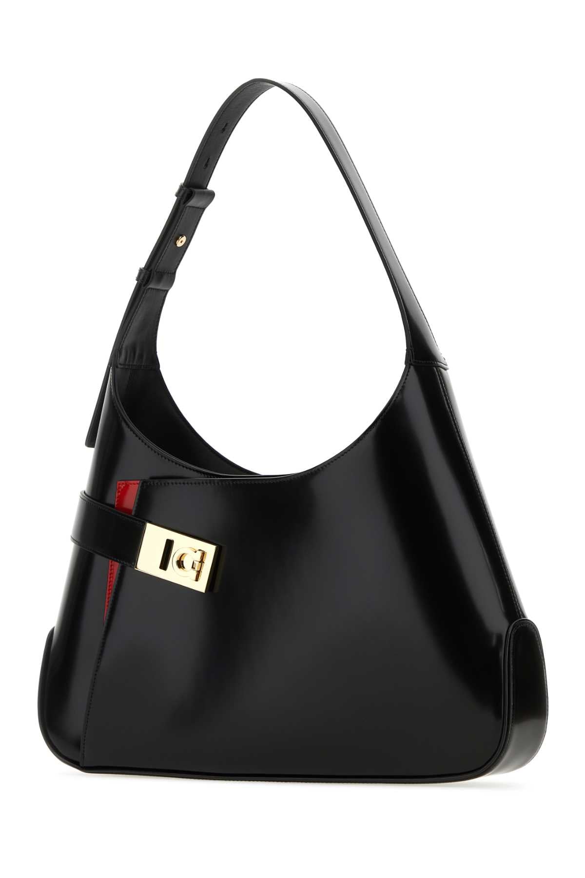 Black Leather Large Arch Shoulder Bag Neroflamered Borse A Mano