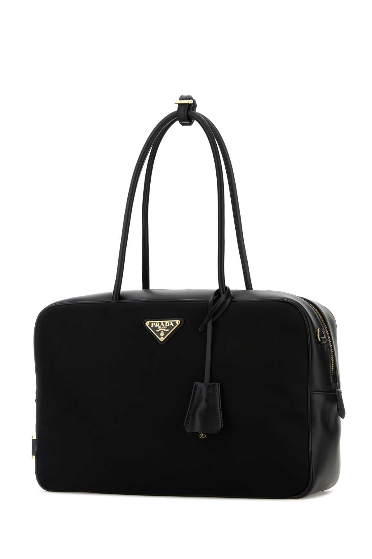 Black Leather And Re-Nylon Handbag Nero Poliammidericiclata-vitello Borse A Mano