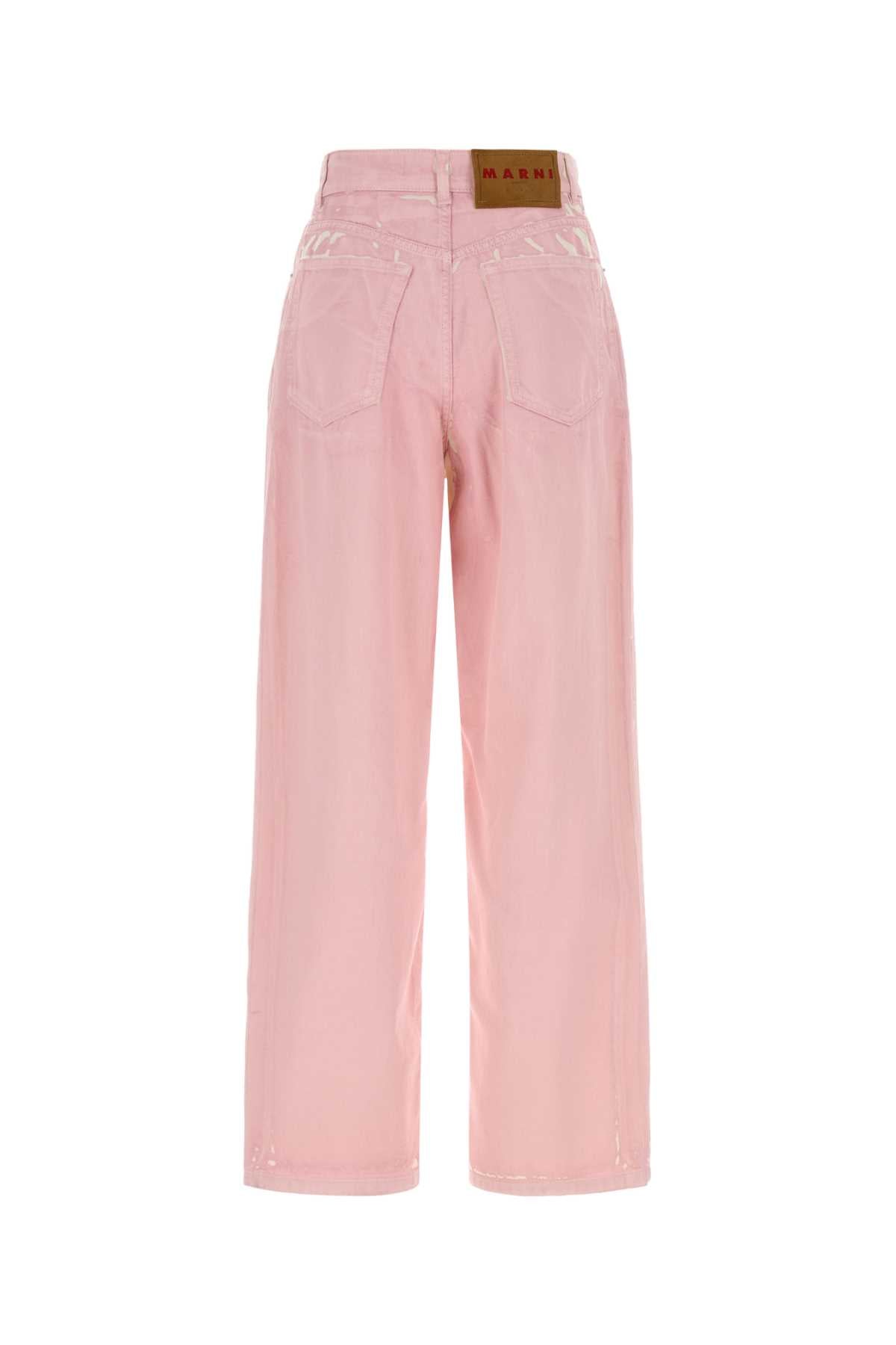 Pink Denim Jeans Gummy Exterior: Cotton Pantaloni