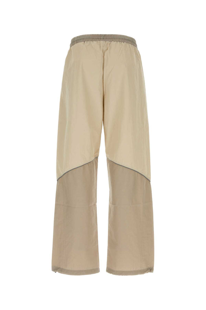 Two-Tone Stretch Nylon Joggers Beigeiv Exterior: Elastan Pantaloni