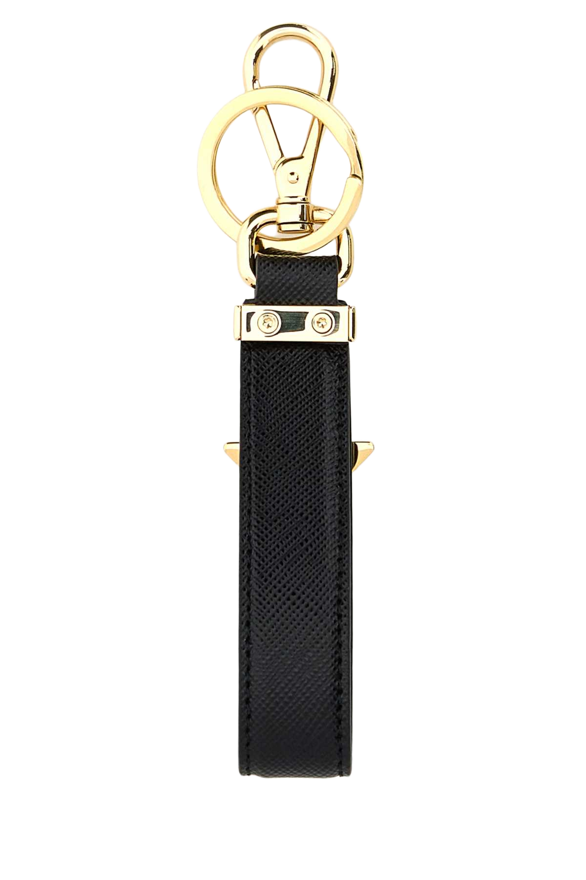Black Leather Key Ring Nero Acciaio-vitello Portachiavi
