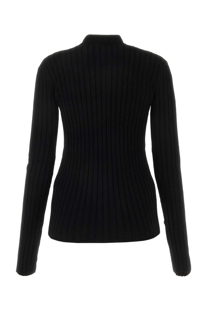 Black Viscose Blend Cardigan Exterior: Polyester Maglieria
