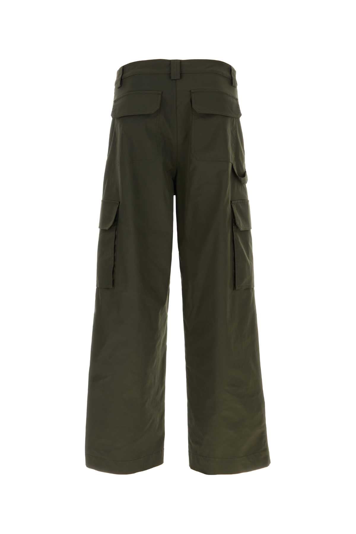 Olive Green Polyester Blend Cargo Pant Pantaloni