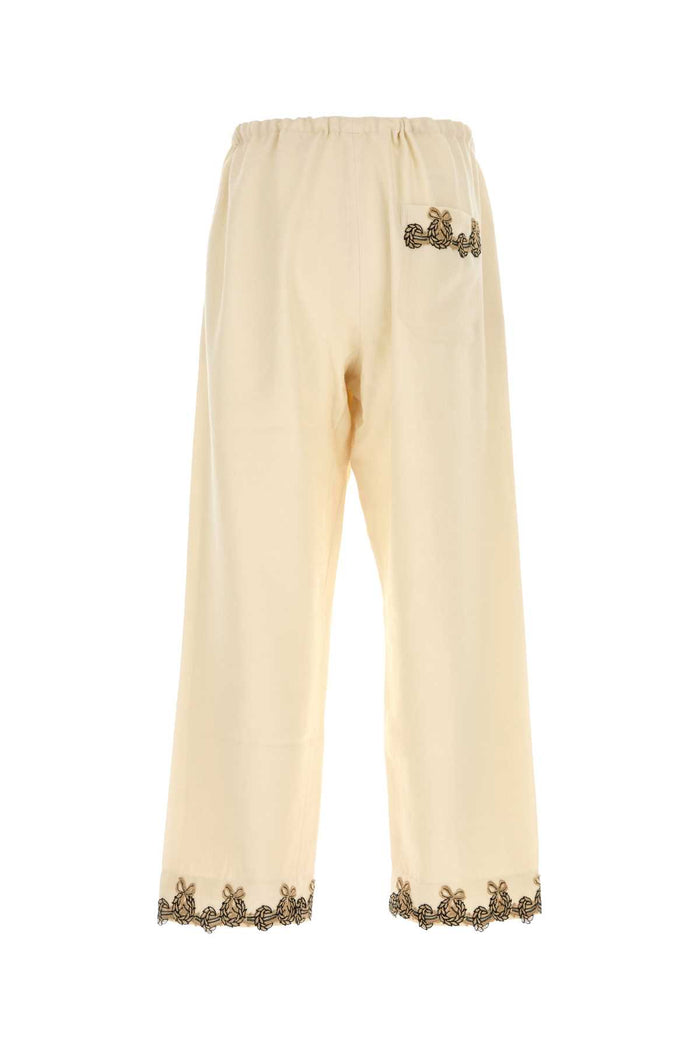 Cream Wool Joggers Exterior: Pantaloni