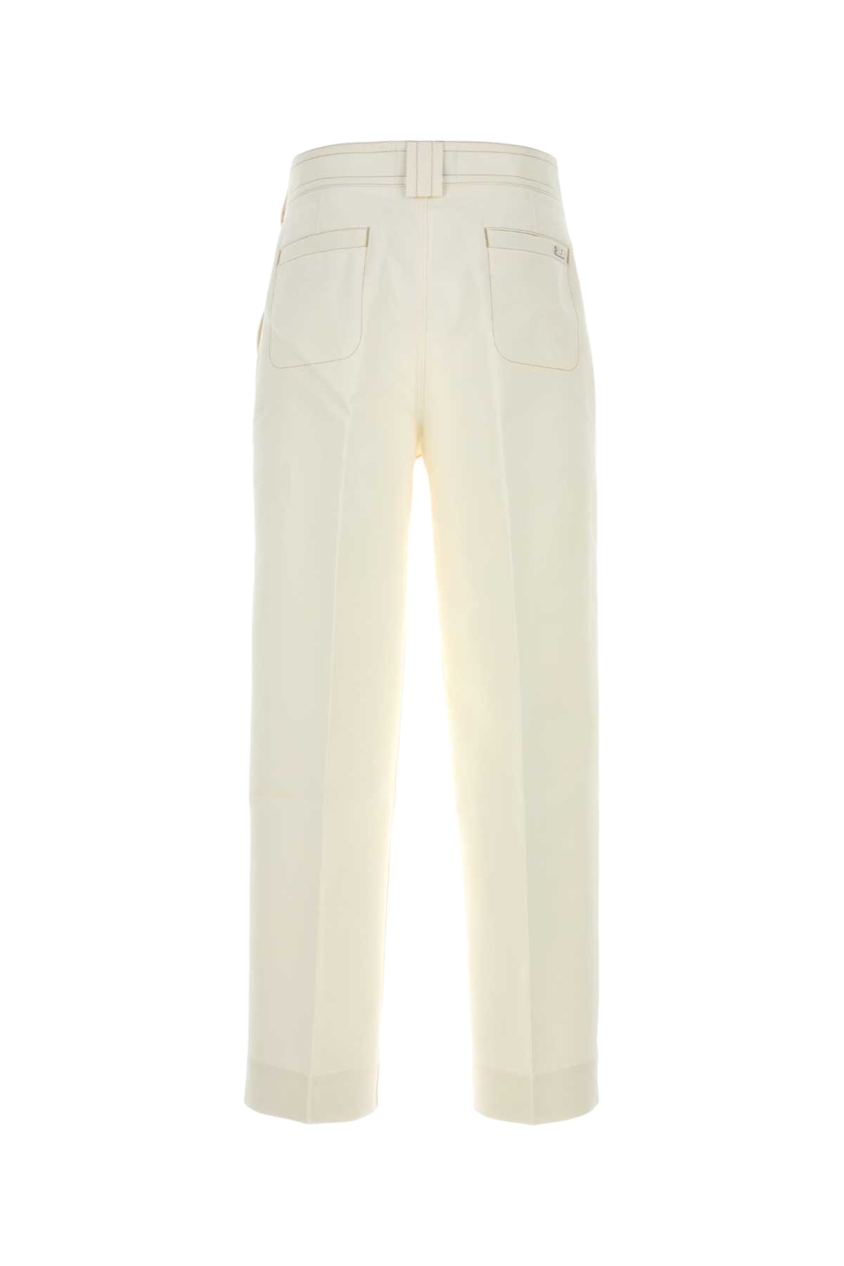 White Cotton Baggy Pant Blanccreme Exterior: Pantaloni