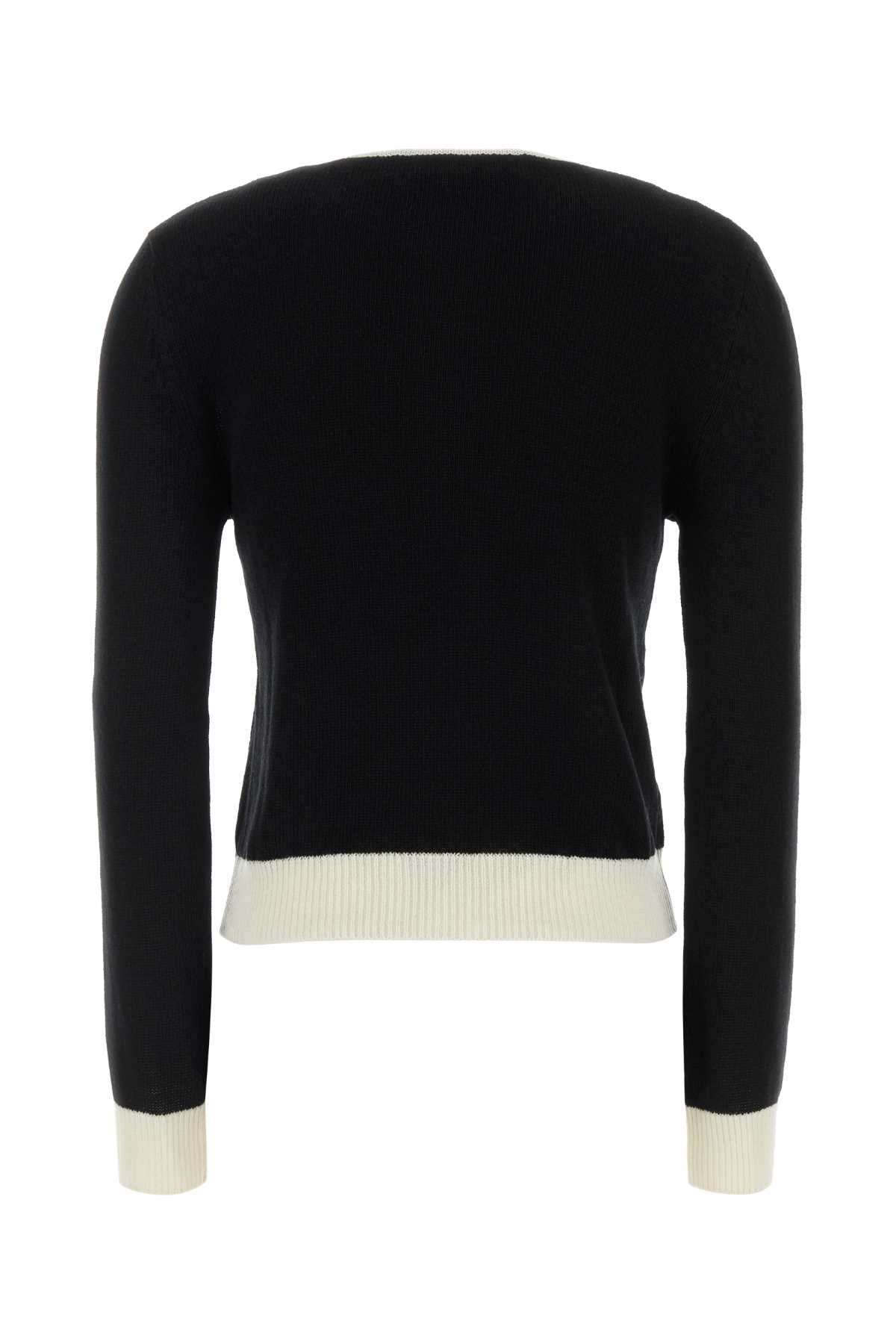 Black Wool Blend Cardigan Exterior: Nylon Maglieria