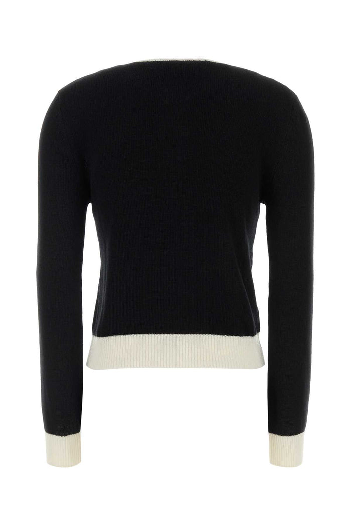 Black Wool Blend Cardigan Exterior: Nylon Maglieria