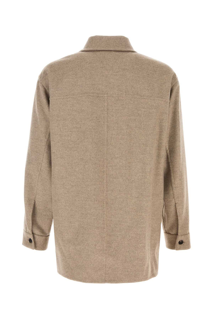 Cappuccino Flannel Shirt Sandshellmelange Exterior: Wool Cashmere Camicie