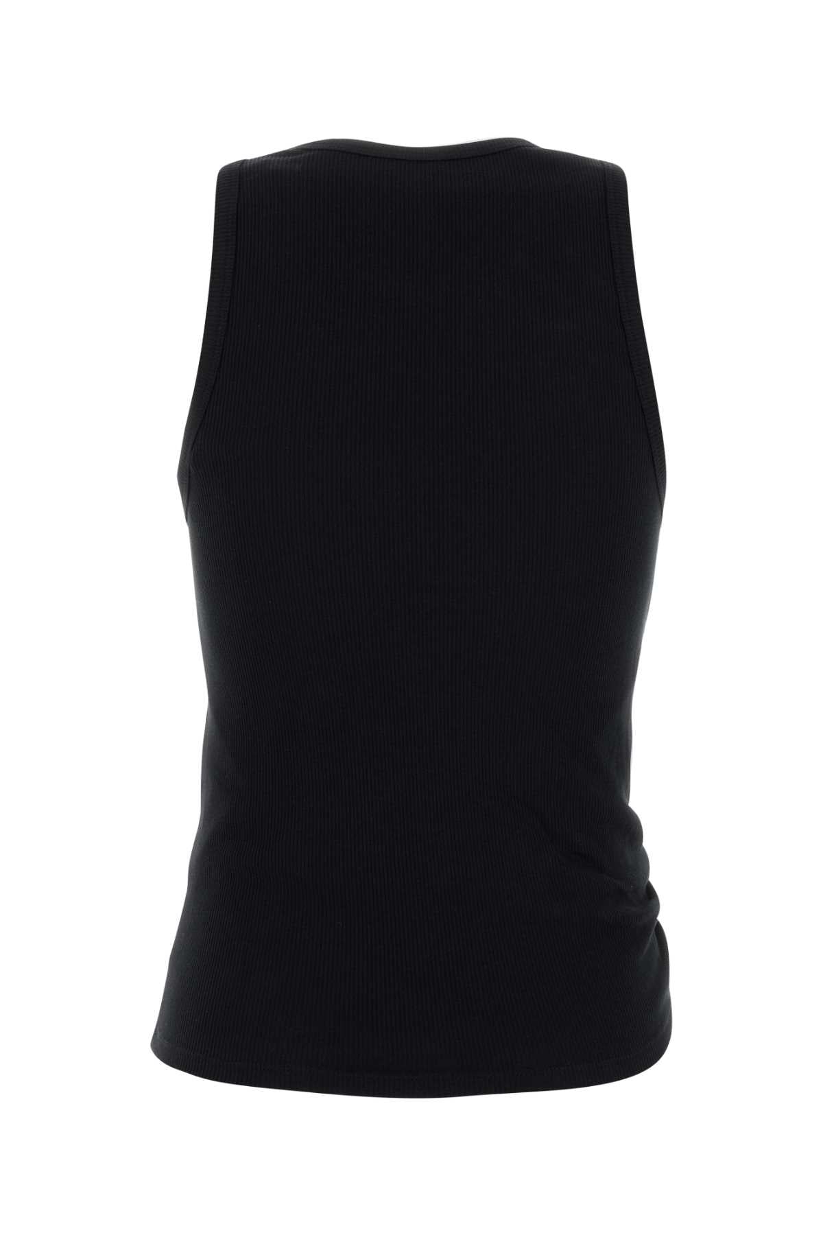 Black Stretch Cotton Top Exterior: Elastane Maglie