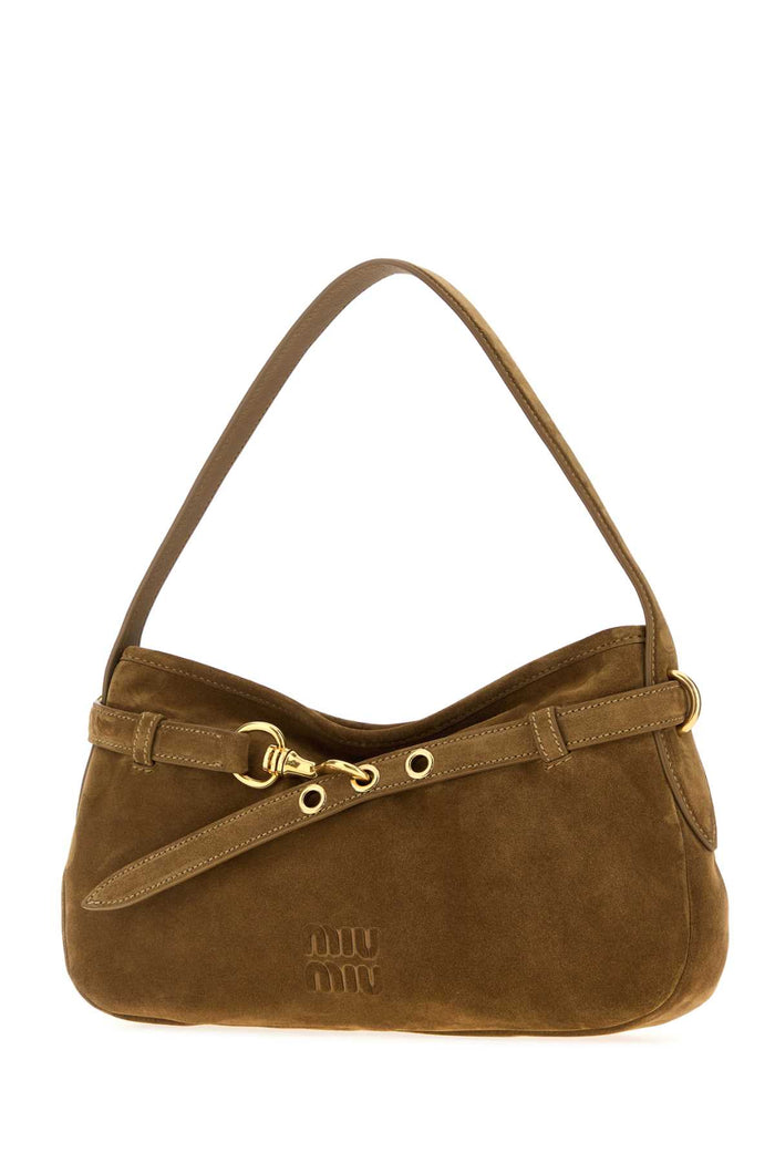 Biscuit Suede Avenue Shoulder Bag Oliva Lambleather Borse A Mano
