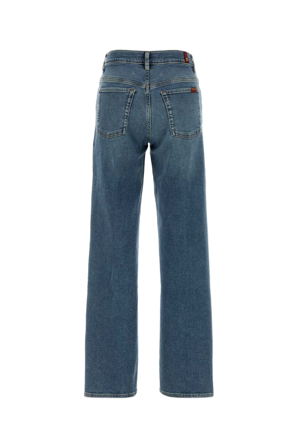 Stretch Denim Stovepipe Jeans Azzurro