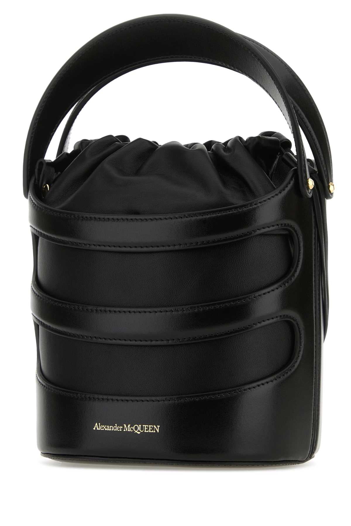 Black Leather The Rise Bucket Bag Nerobianco Borse A Secchiello