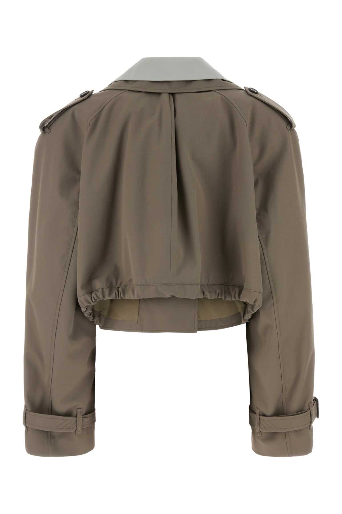 Dove Grey Gabardine Trench Coat Taupegrey Exterior: Polyester Cotton