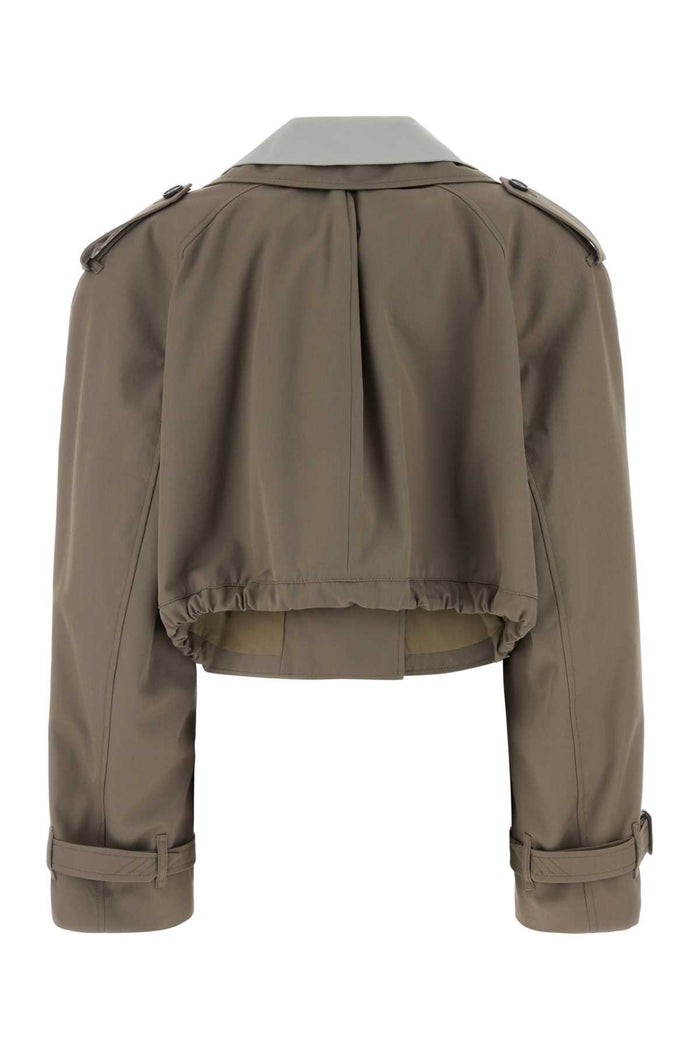 Dove Grey Gabardine Trench Coat Taupegrey Exterior: Polyester Cotton