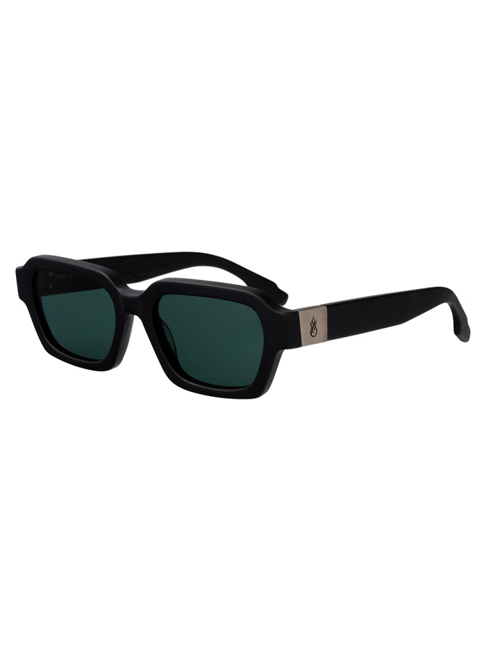 Vs0002sun 003 003-mbk/g15 Matte Black Green Acetate Sunglasses
