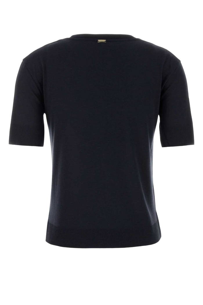 Midnight Blue Lyocell Blend T-Shirt Blu Exterior: Cotton