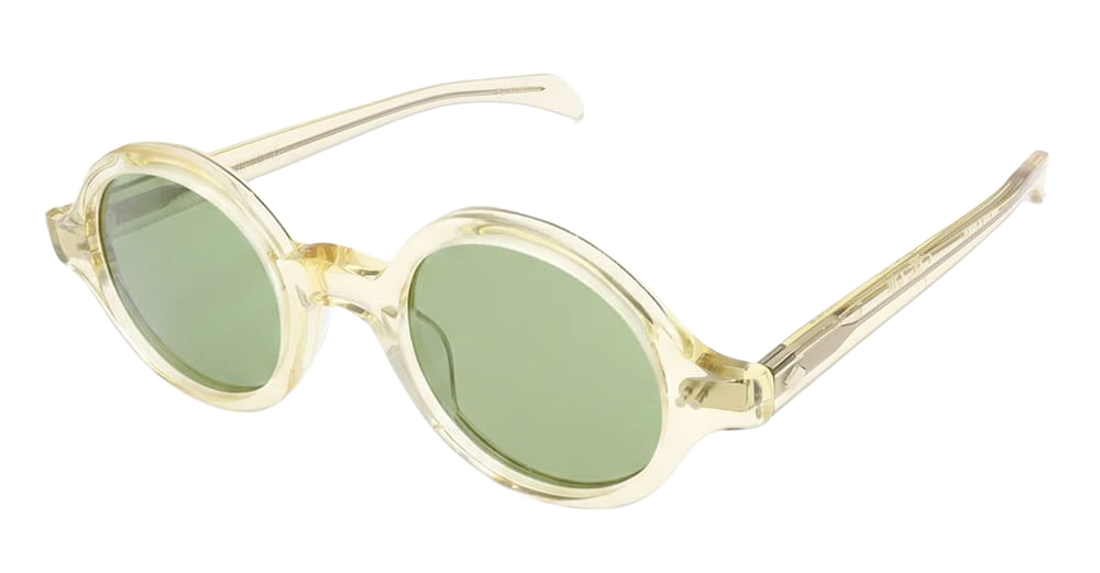 Round-Eye - Champagne Green Lens Acetate Sunglasses
