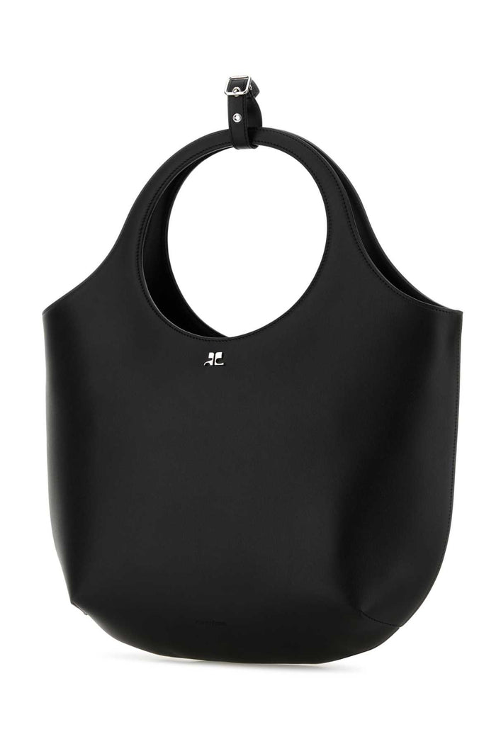 Black Leather Medium Holy Handbag Borse A Mano