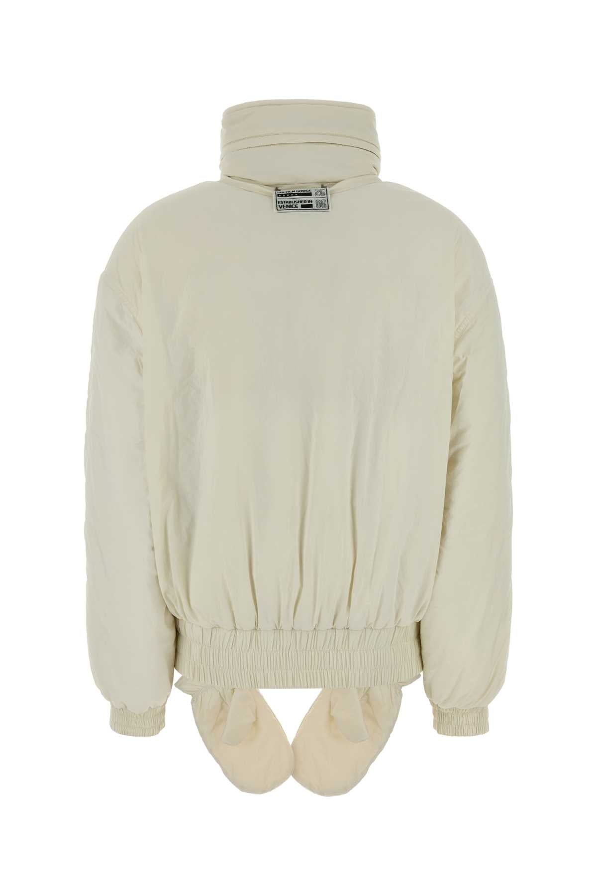 Ivory Nylon Padded Jacket Antiquewhite Giubbini