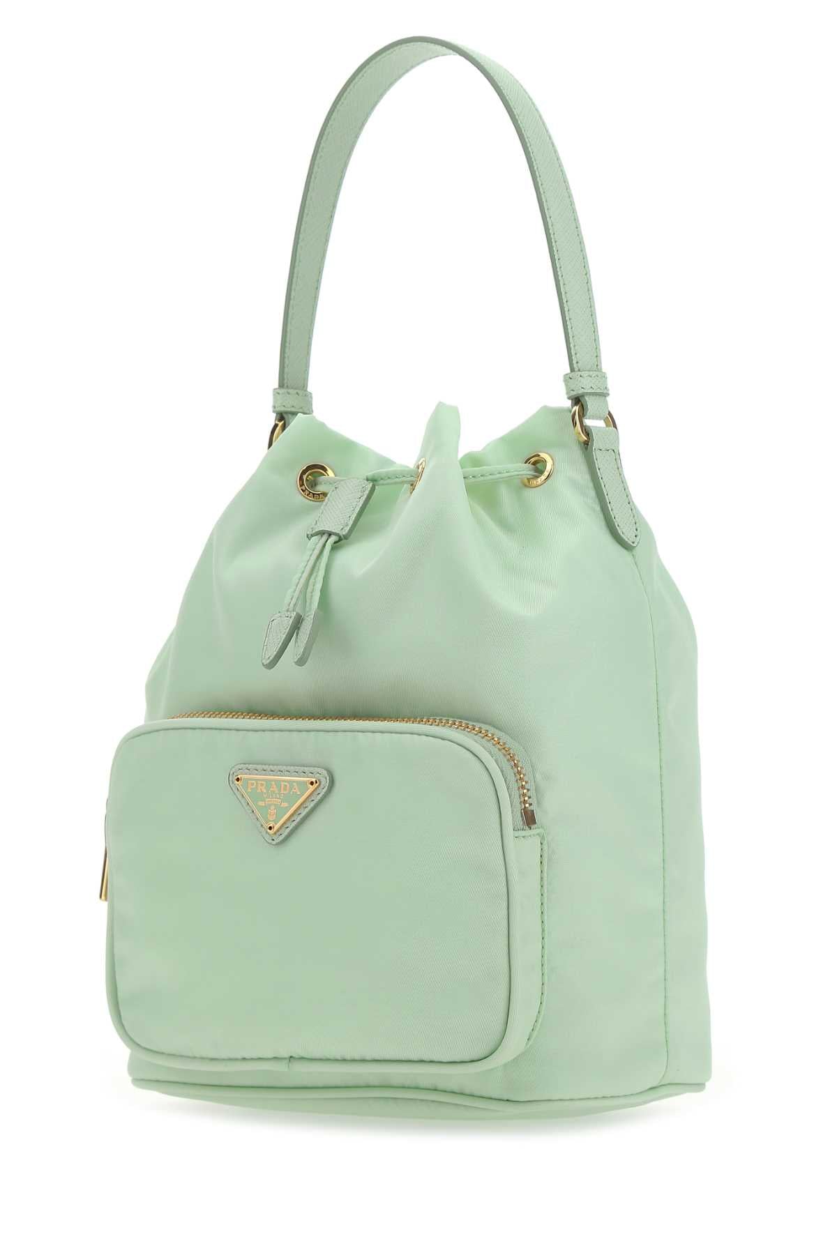 Pastel Green Re-Nylon Bucket Bag F0934 Poliammide Riciclata-vitello Borse A Secchiello