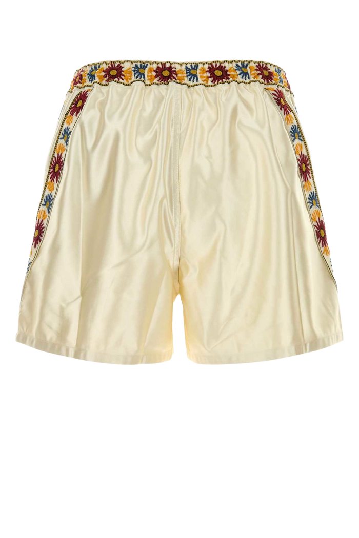 Ivory Satin Candyfloss Bermuda Shorts Creammulti Exterior: Polyester