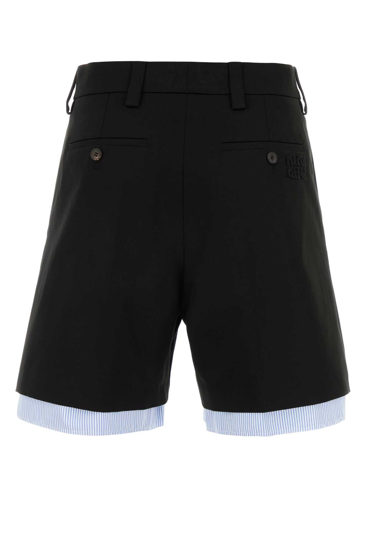 Black Cotton Bermuda Shorts Nero Pantaloni